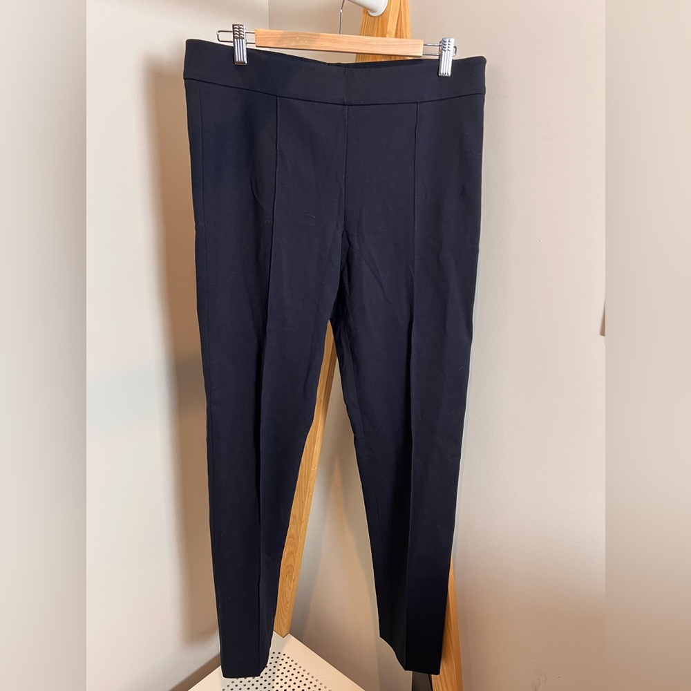 Bogner flat front side zip stretch dress office pants black EU 42 US 12